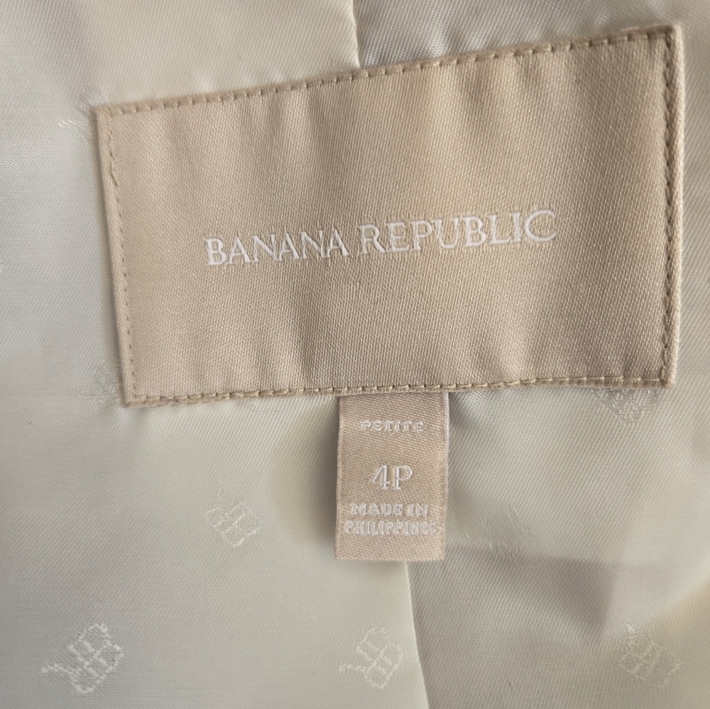 BANANA REPUBLIC Fitted Cotton Tan Blazer With Gold Buttons And Elbow Patches.4P - Picture 16 of 16